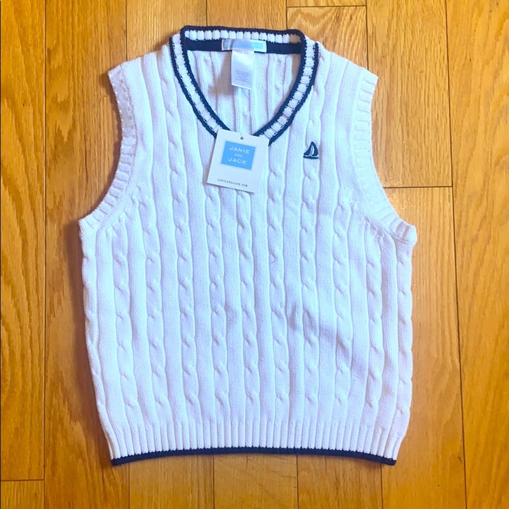 NWT Janie and Jack White Sailboat Sweater Vest 4